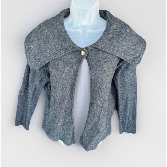 Tinu & Stu 100% Wool Shawl Collar Wrap Sweater Women's Size Large Metallic Trim - Picture 4 of 11